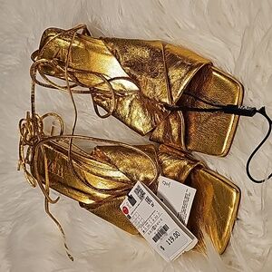 Zara Gold Heels